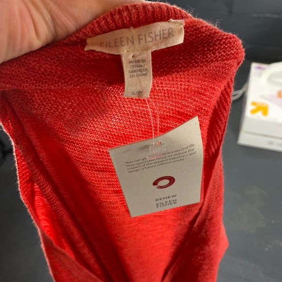 Eileen Fisher Knit V-Neck Top Tee Orange Small - Picture 8 of 8